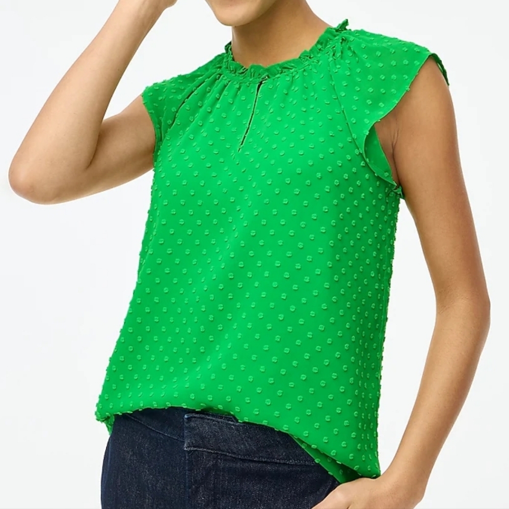 NWT J. Crew Bright Green Textured Blouse